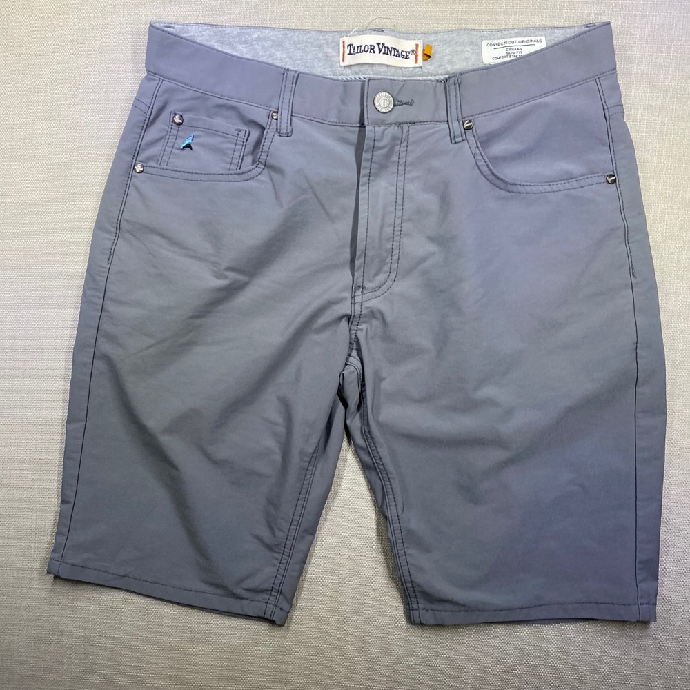 Tailor Vintage Canaan Slim Fit Comfort Stretch Shorts Mens 32 Gray Golf Casual